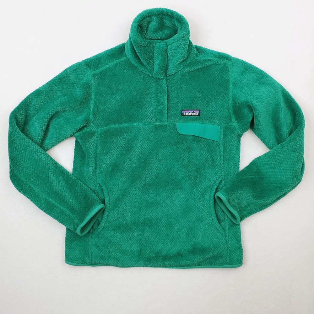 Patagonia Re Tool Snap Tee Womens Large Green Fleece Pullover Polartec Outdoor